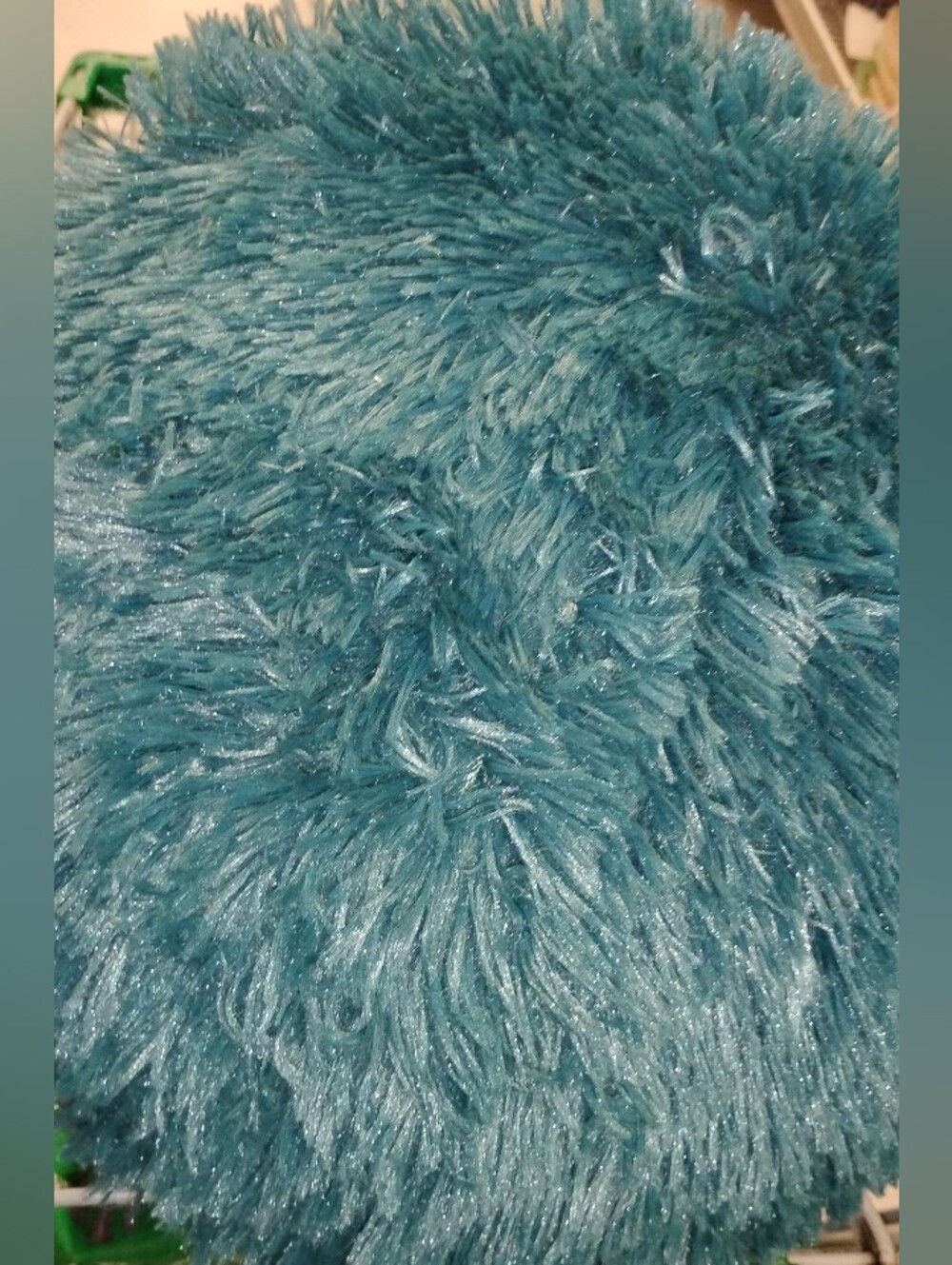 Plush Shaggy Teal Throw Pillow